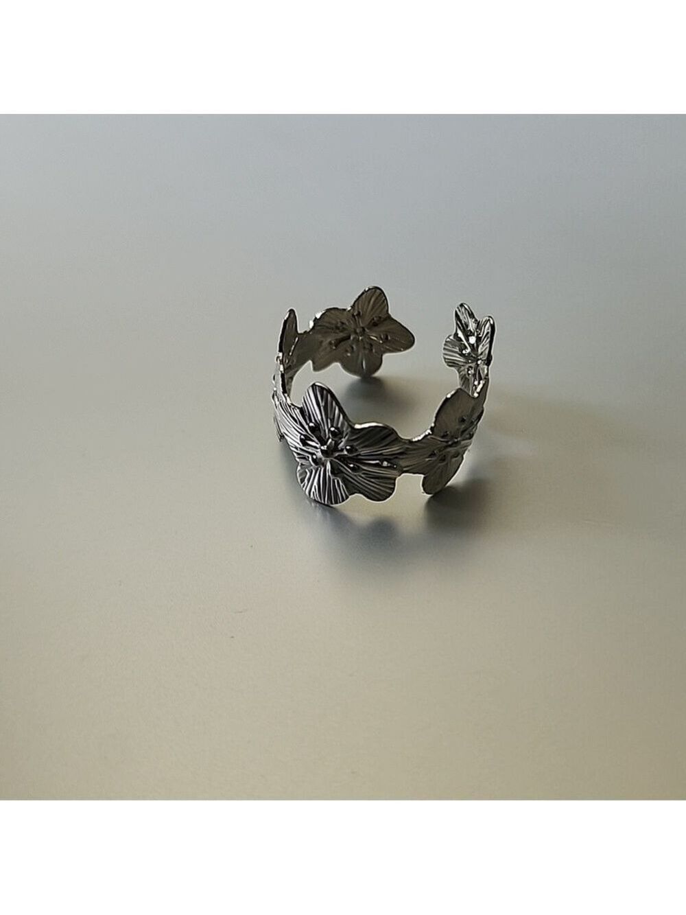 FLOWER ADJUSTABLE RING ZINC ALLOY - Picture 2 of 4